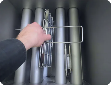 Frylow between the fryer coils