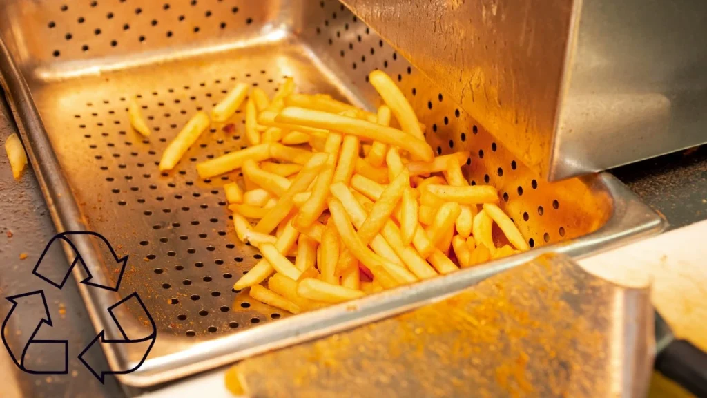 Grease recycling showing french fires with recycling graphic