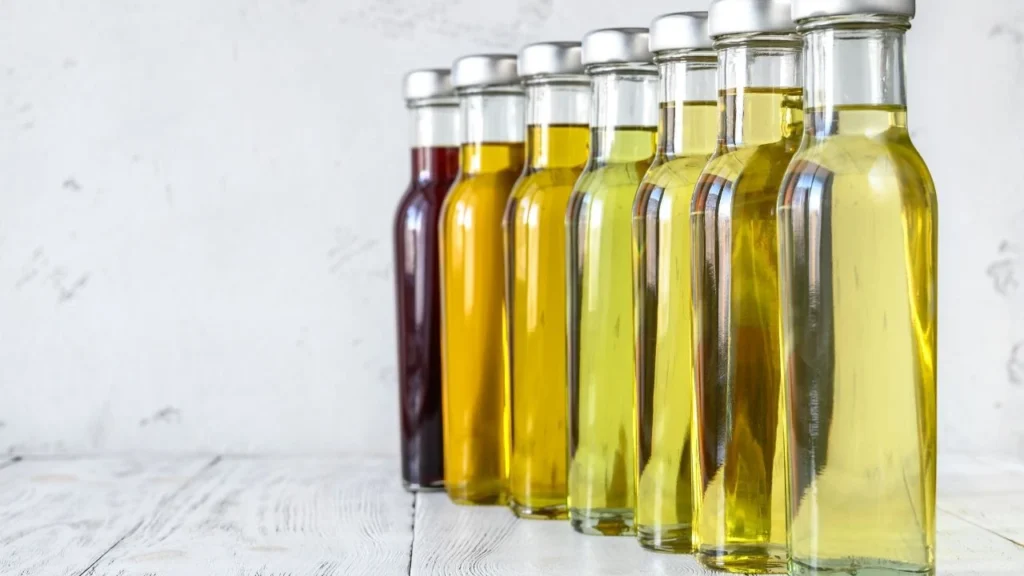 Variety of cooking oil bottles