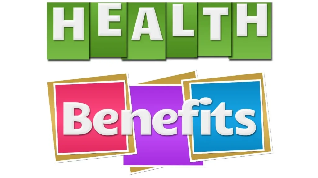 Health benefits texts written over colorful background