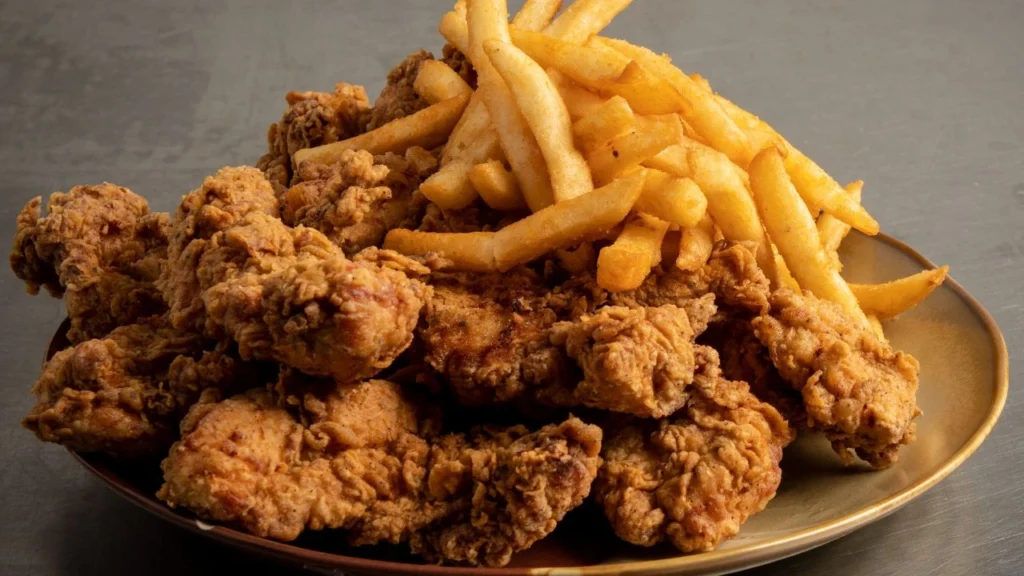 deep fried chicken and fries