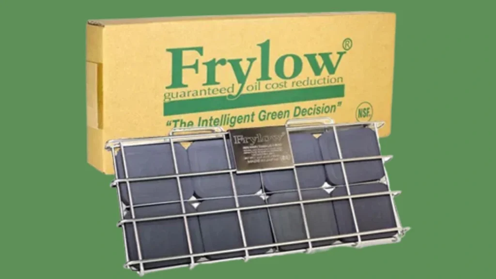 Frylow product and packaging on green background
