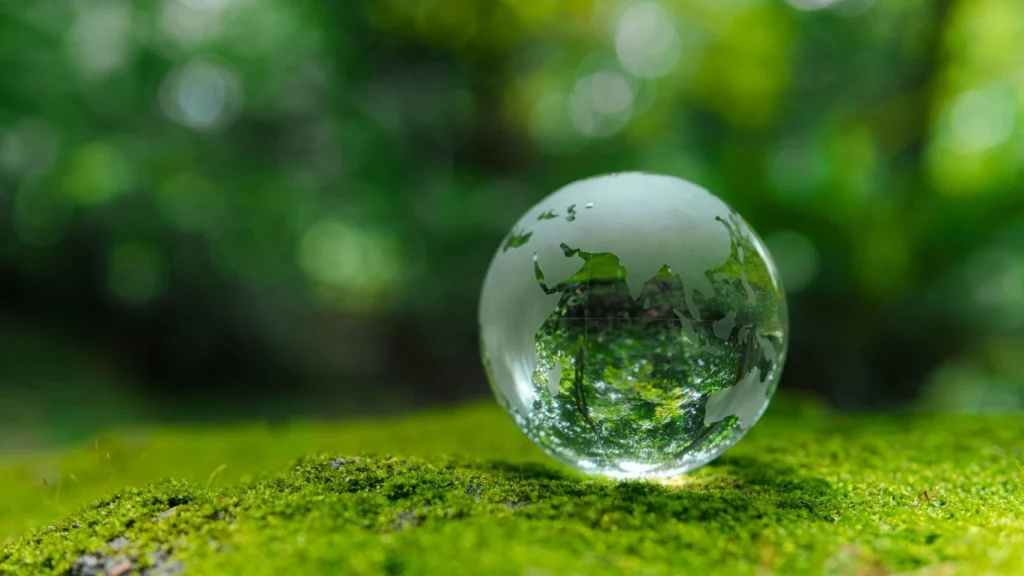 renewable energy concept with glass world globe