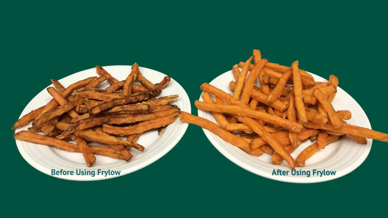 Comparison of fries before and after using Frylow cooking technology.