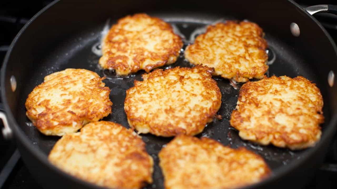 Latkes in a frying pan
